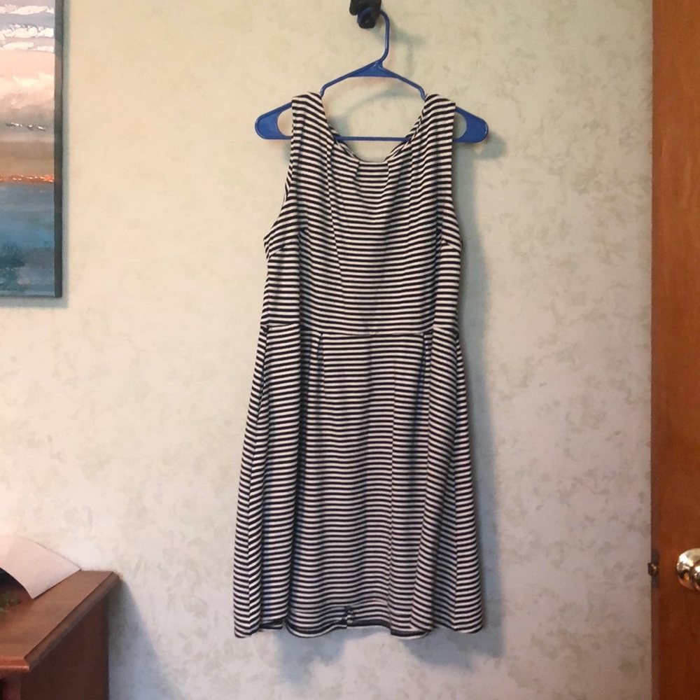 Black and White Striped Knee length fit and flare